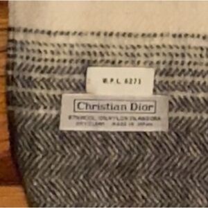 Dior Gray and Cream Wool Scarf Vintage